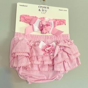 Crown and Ivy newborn diaper cover and headband